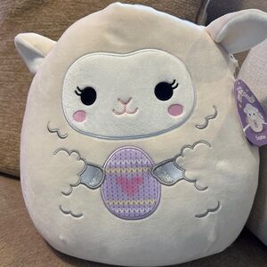 Easter Squishmallow-style Plush Lamb Pillow - Cream & Lavender